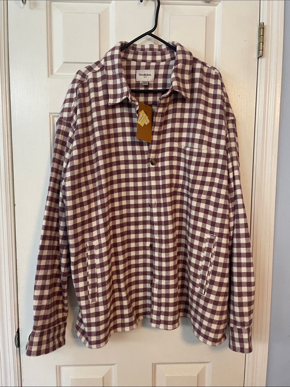 Goodfellow & Co. Burgundy and Cream Plaid Shacket
